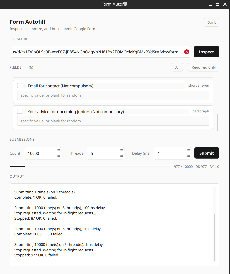 Form Autofill GUI in light mode